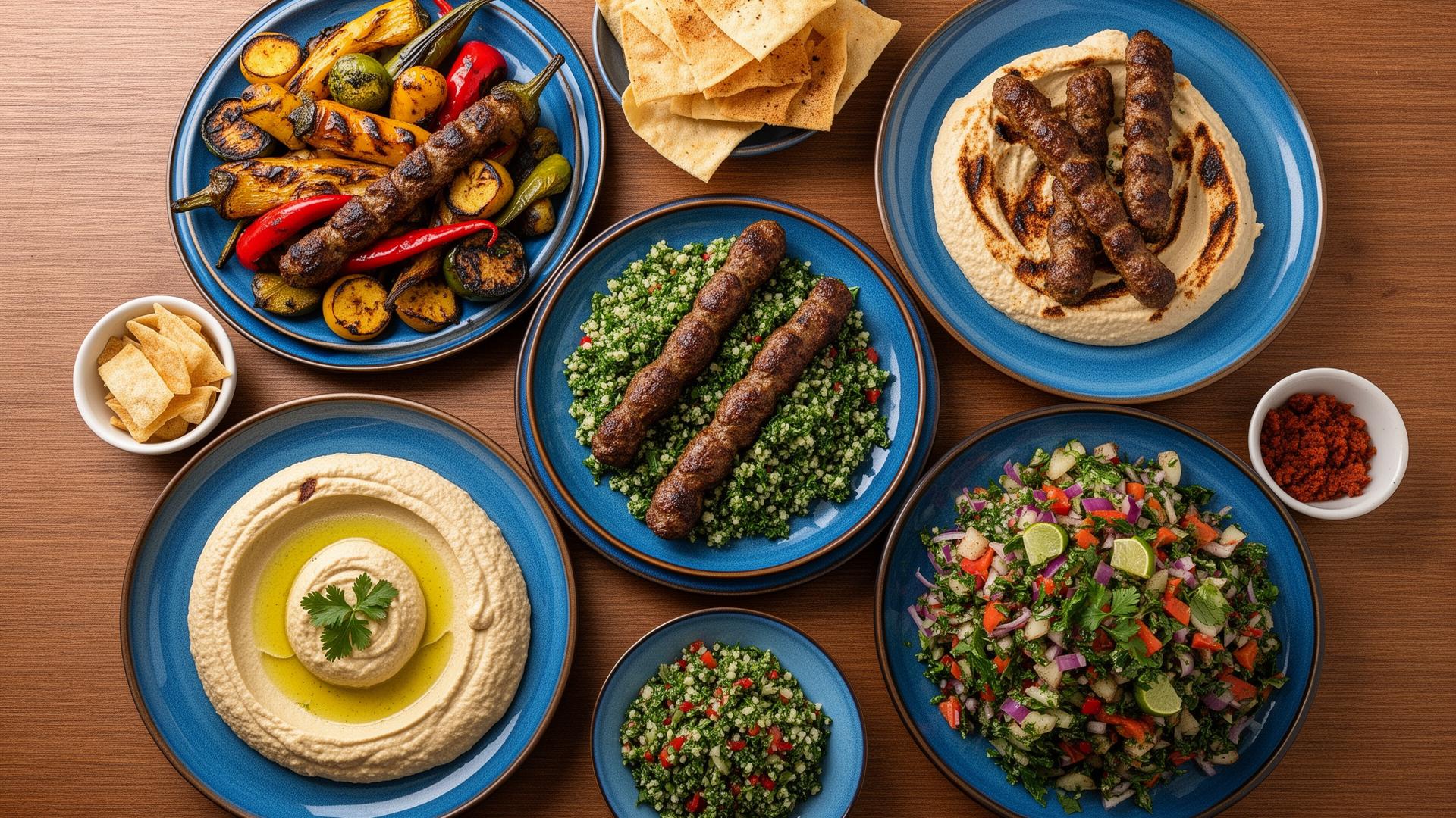 Table de mezzés libanais et grillades méditerranéennes